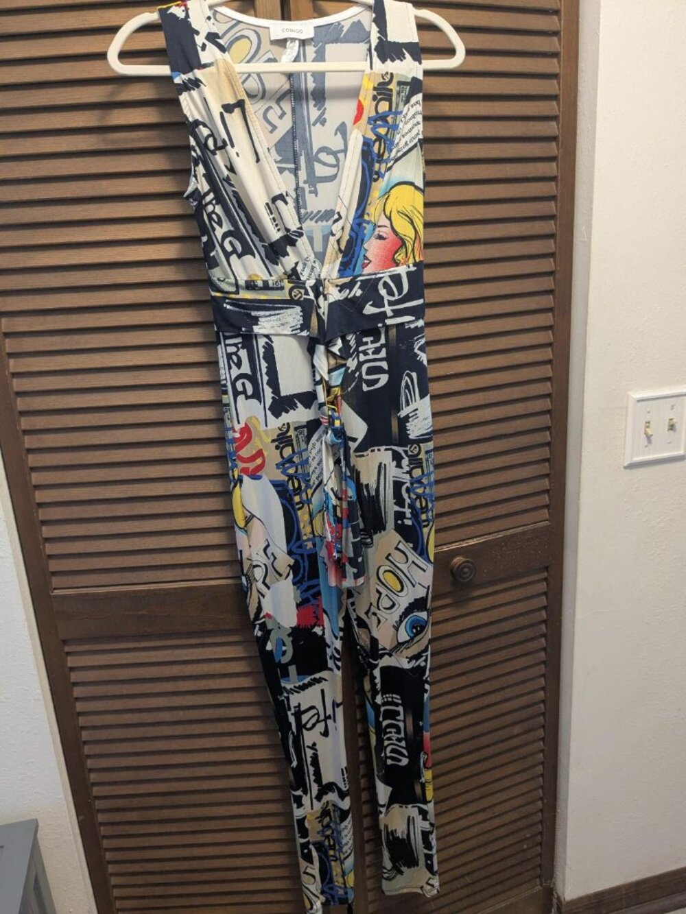 VTG Junior Codigo PopArt Fashion Graphic Print Life Hope Topography Jumpsuit Med